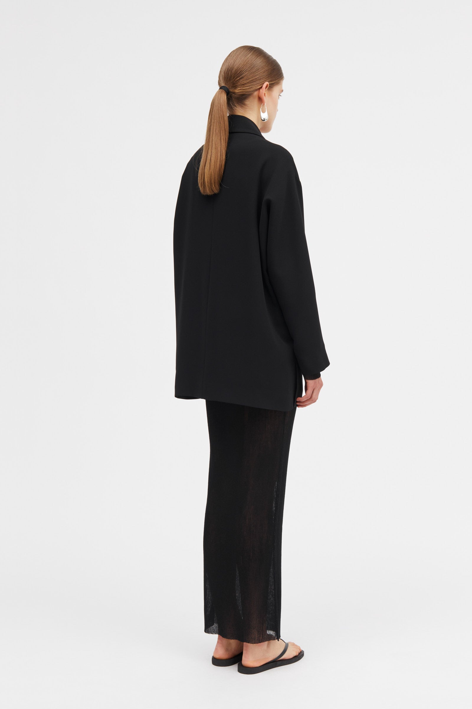 Mark Kenly Domino Tan Calia Crepe Georgette Coats BLACK