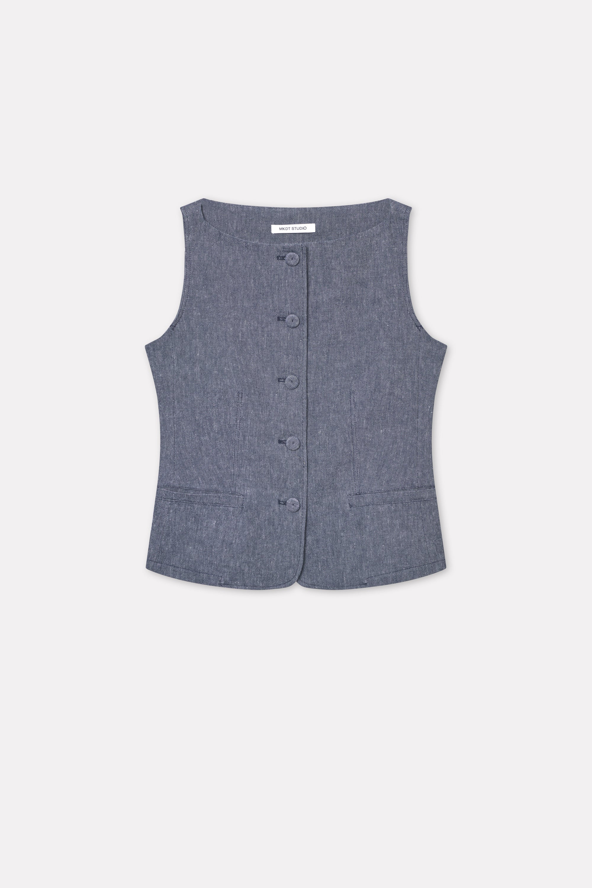 Mark Kenly Domino Tan Tura Soft Denim Vest NAVY