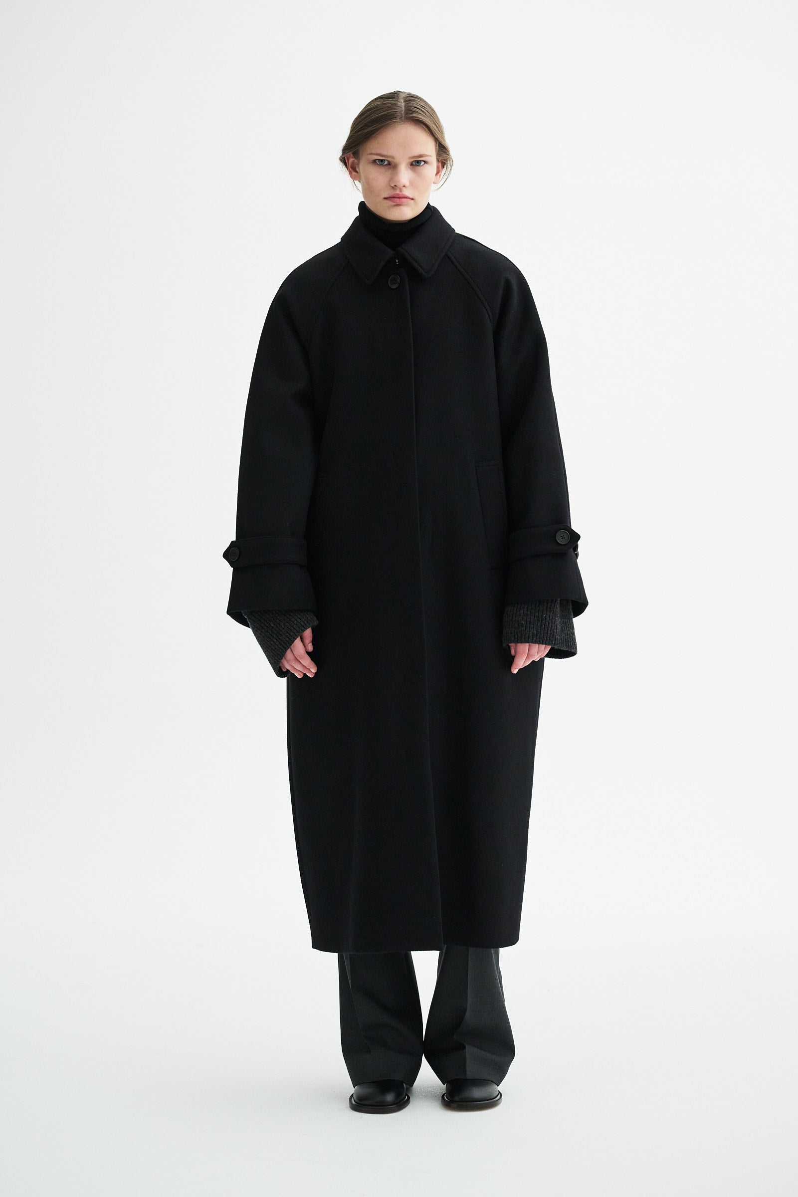 MKDT Studio CARO TWO LAYERED WOOL Coats BLACK
