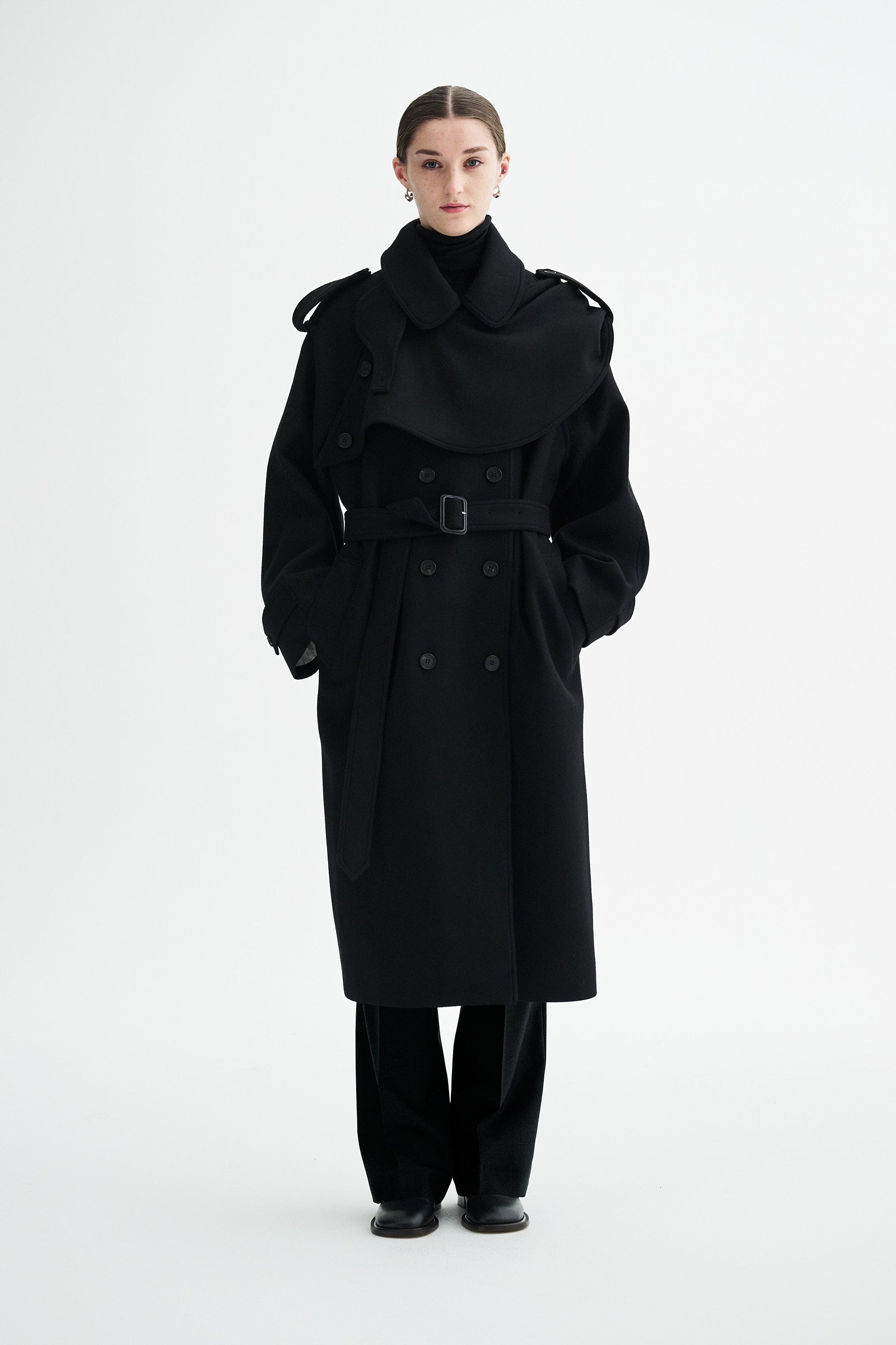 MKDT Studio CICELY TWO LAYERED WOOL Coats BLACK