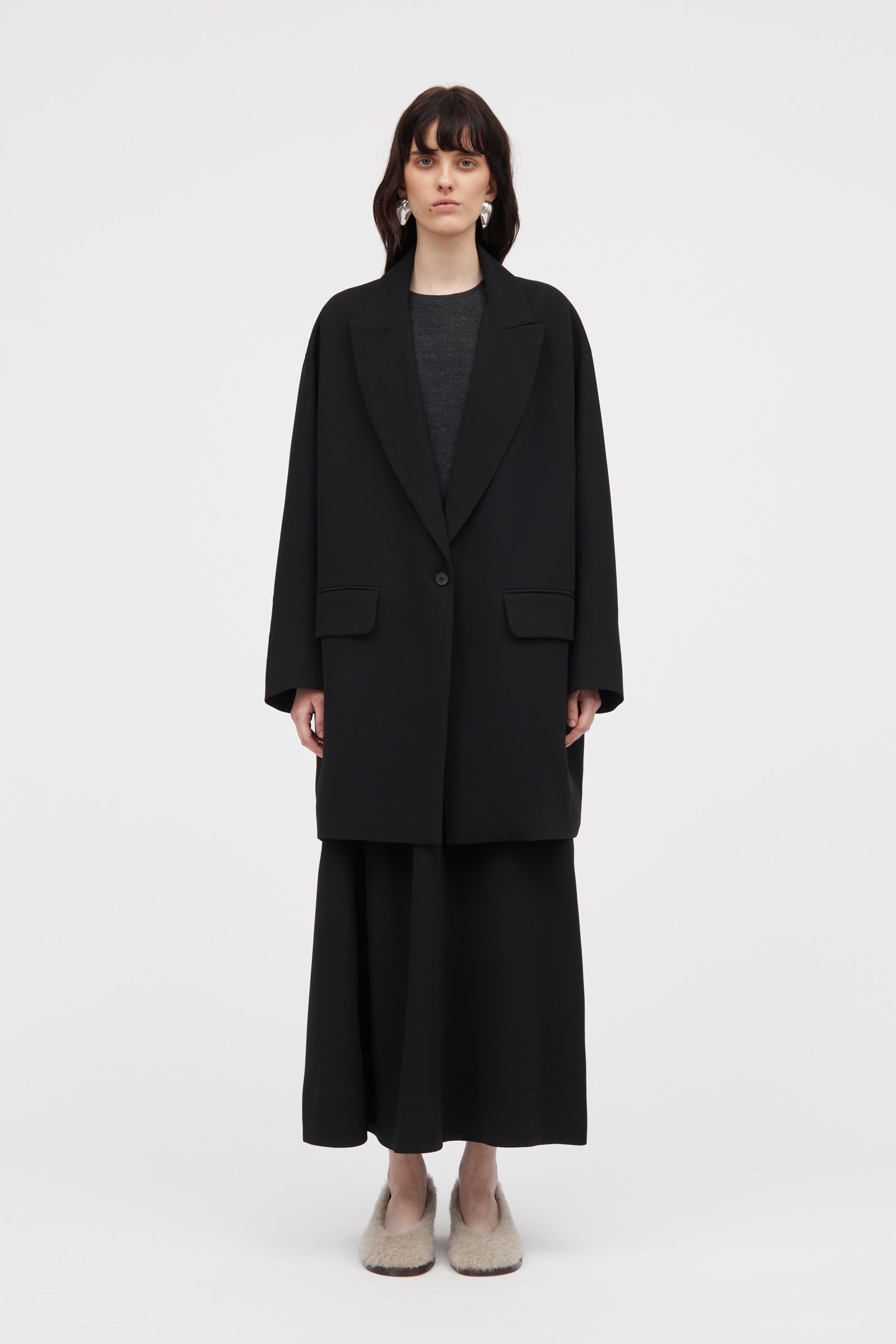 MKDT Studio Carli Crepe Georgette Coats BLACK