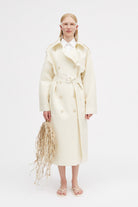 Mark Kenly Domino Tan Clem-atelier Silk Wool Twill Coats IVORY