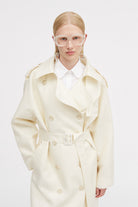 Mark Kenly Domino Tan Clem-atelier Silk Wool Twill Coats IVORY