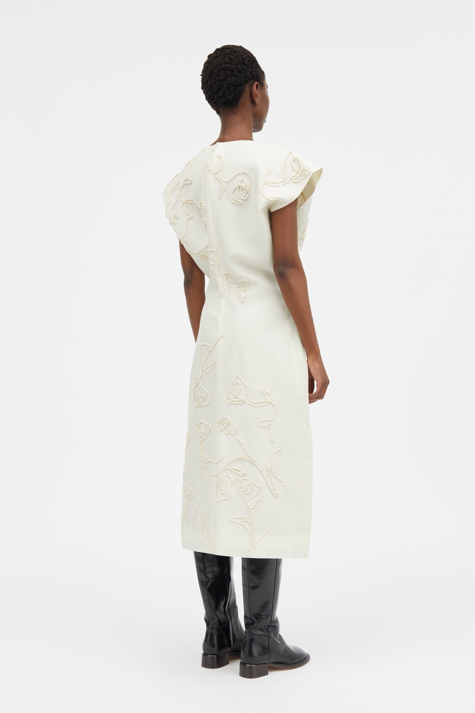 Mark Kenly Domino Tan Dina-atelier Silk Wool Twill Dresses IVORY