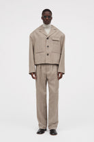 MKDT Studio Janus Speckled Thin Wool Jackets Brown Melange