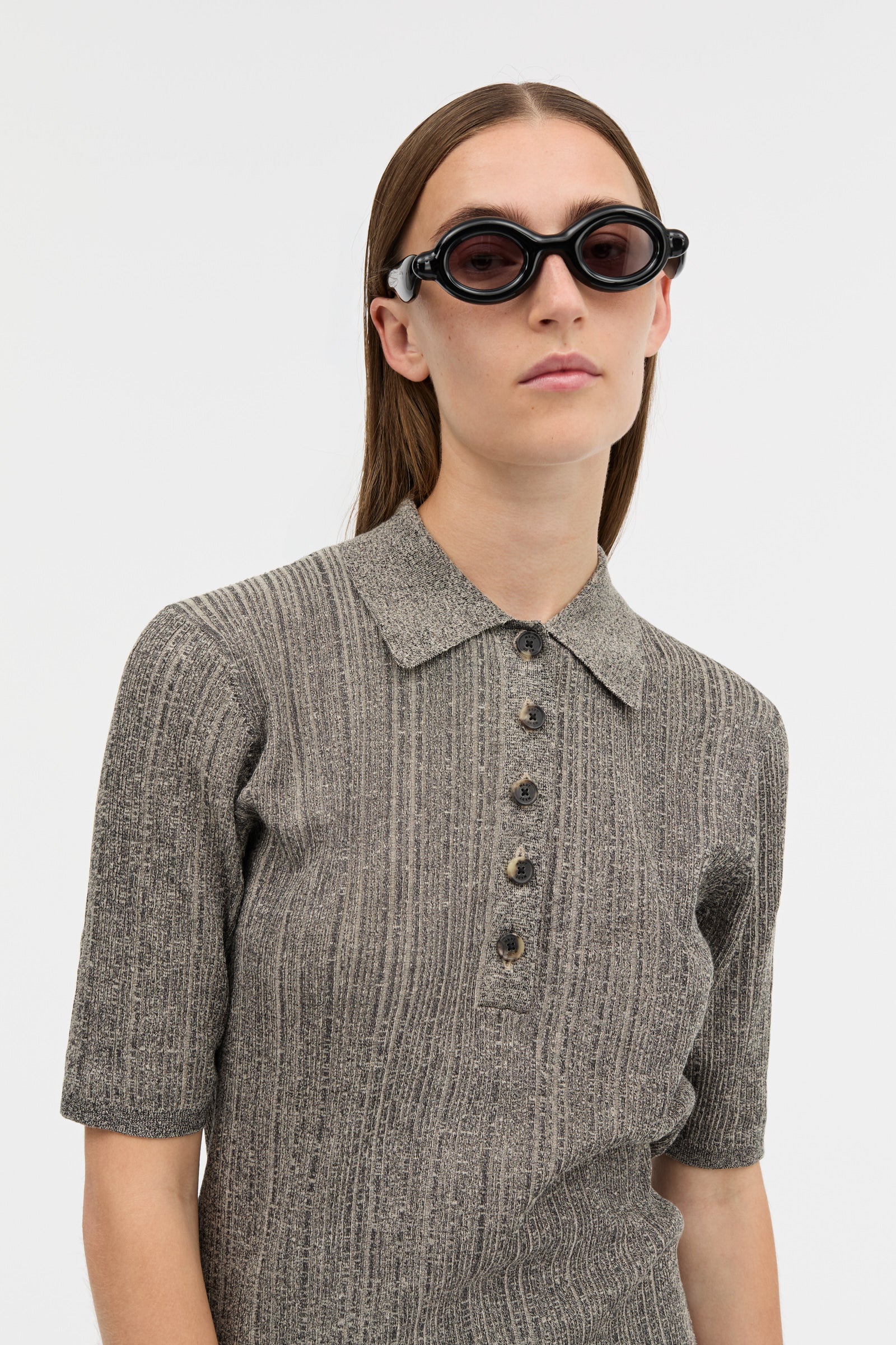 MKDT Studio KASSANDRA THIN RIB KNIT Sweater SALT AND PEPPER