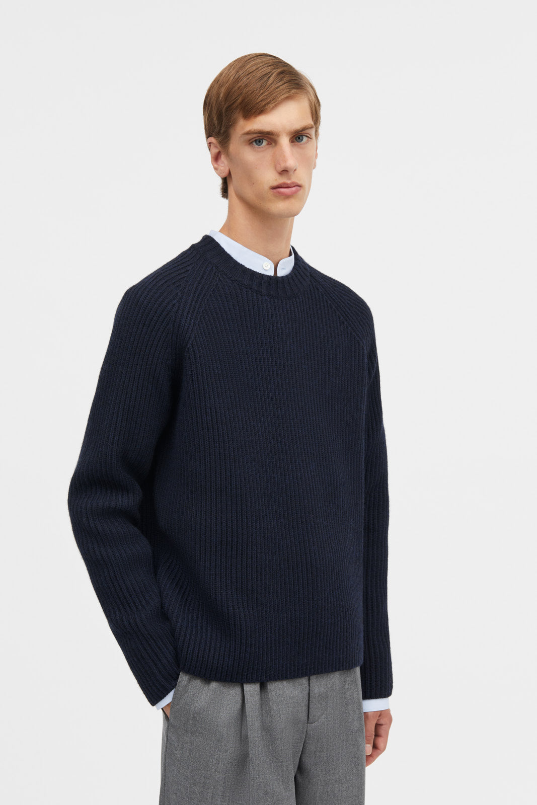 Mark Kenly Domino Tan Kaleb Merino Sweater DARK NAVY