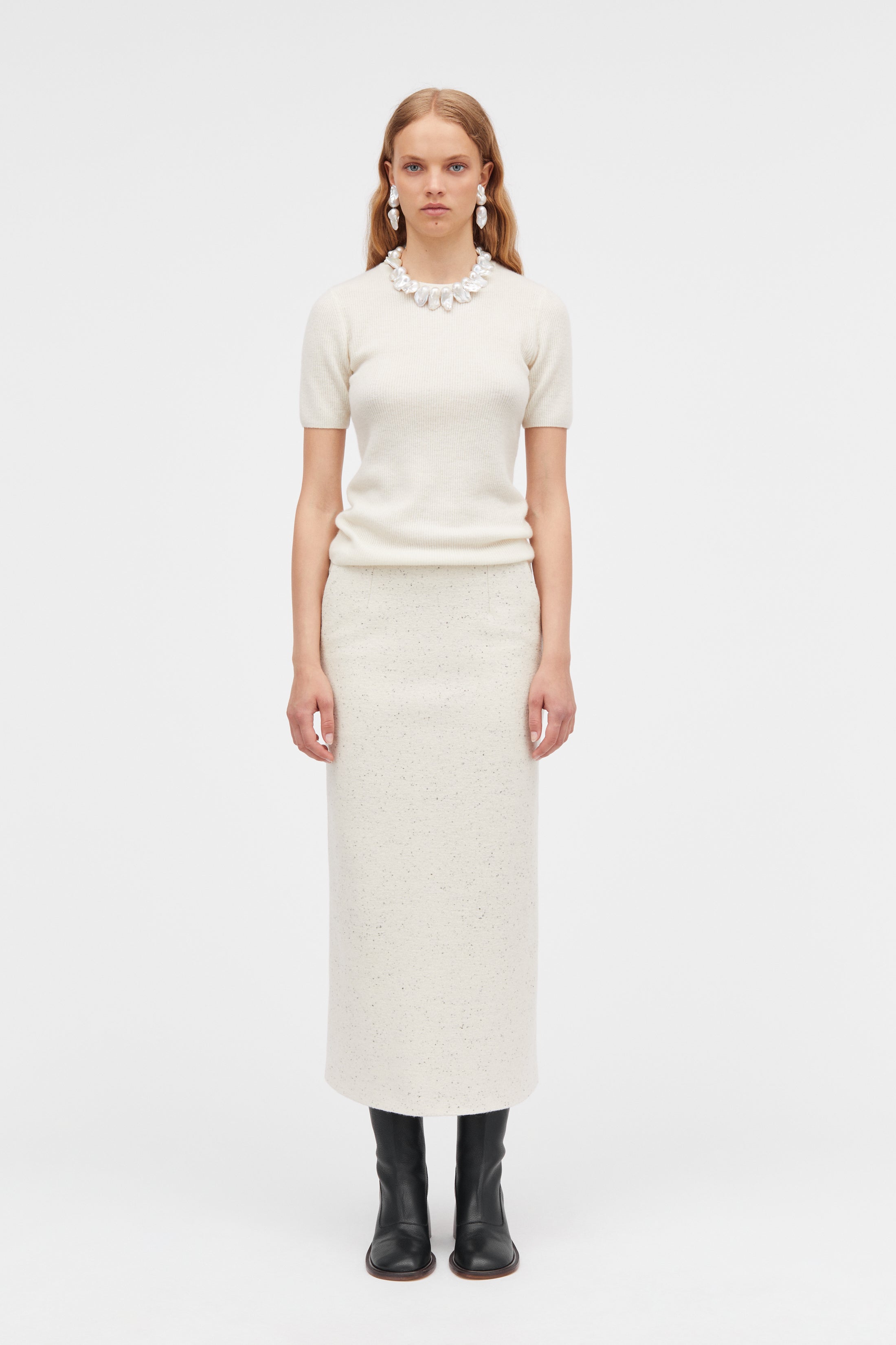 Mark Kenly Domino Tan Kamala Cashmere T-Shirts IVORY