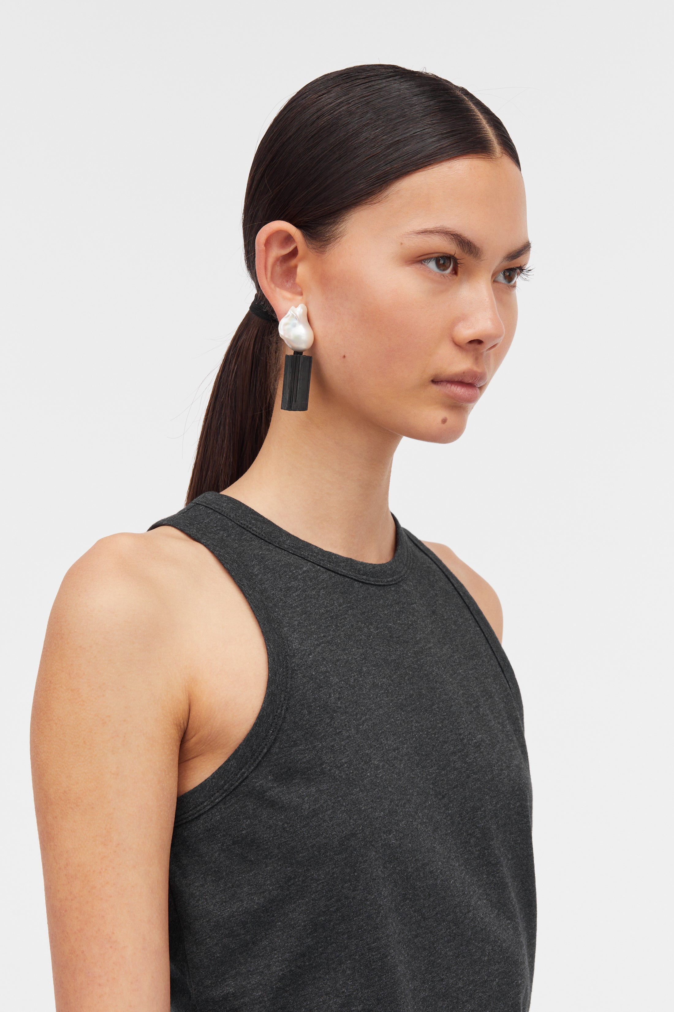 MKDT Studio Lea Cotton Jersey T-Shirts DARK GREY MELANGE