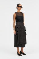 MKDT Studio NORO-ATELIER SILK WOOL TWILL Skirts BLACK