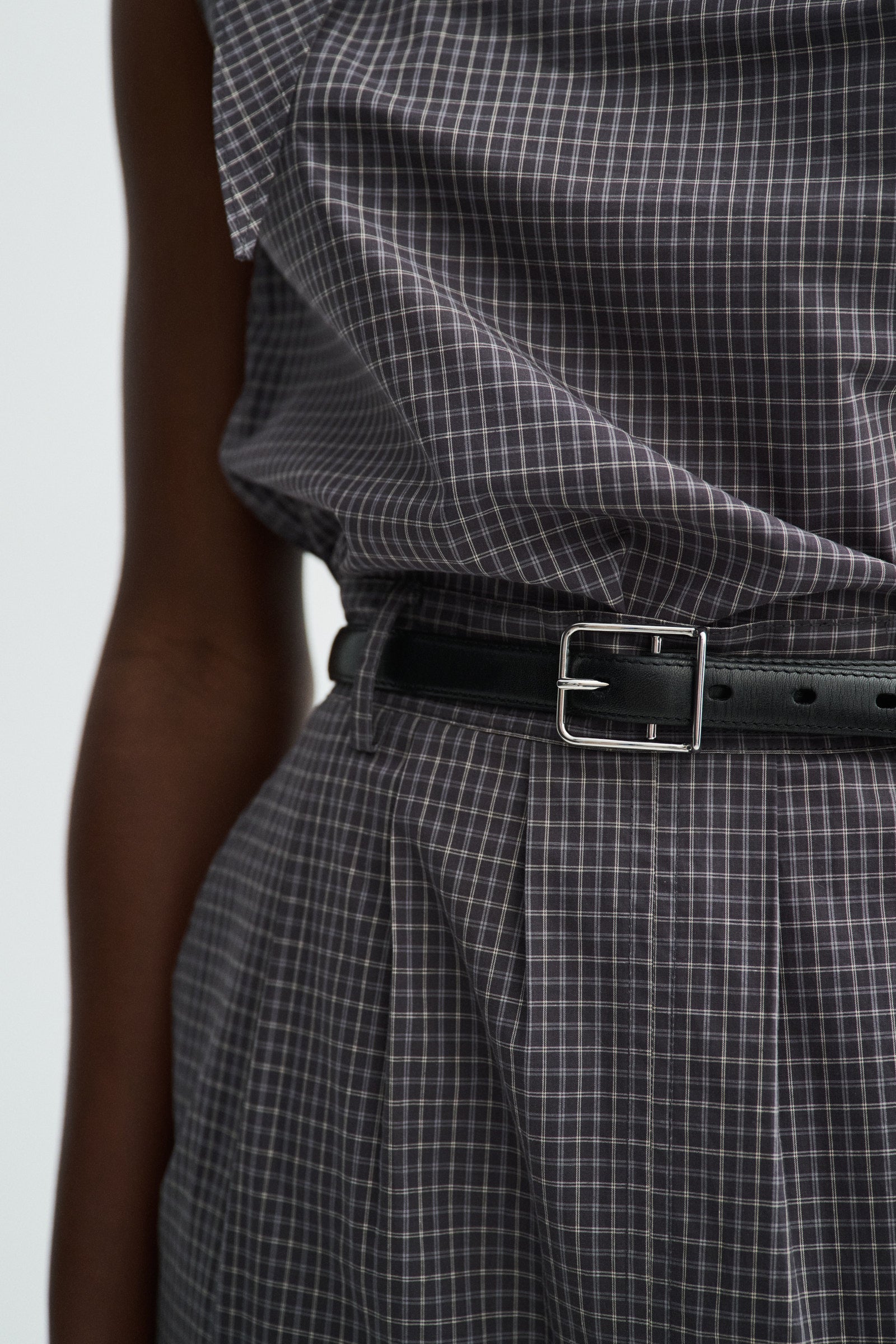 MKDT Studio NOVELLA CHECK POPLIN Skirts CHARCOAL CHECK