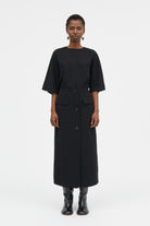 Mark Kenly Domino Tan Noma Crepe Georgette Skirts BLACK