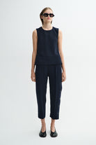 MKDT Studio PANNE CREPE GEORGETTE Pants NAVY