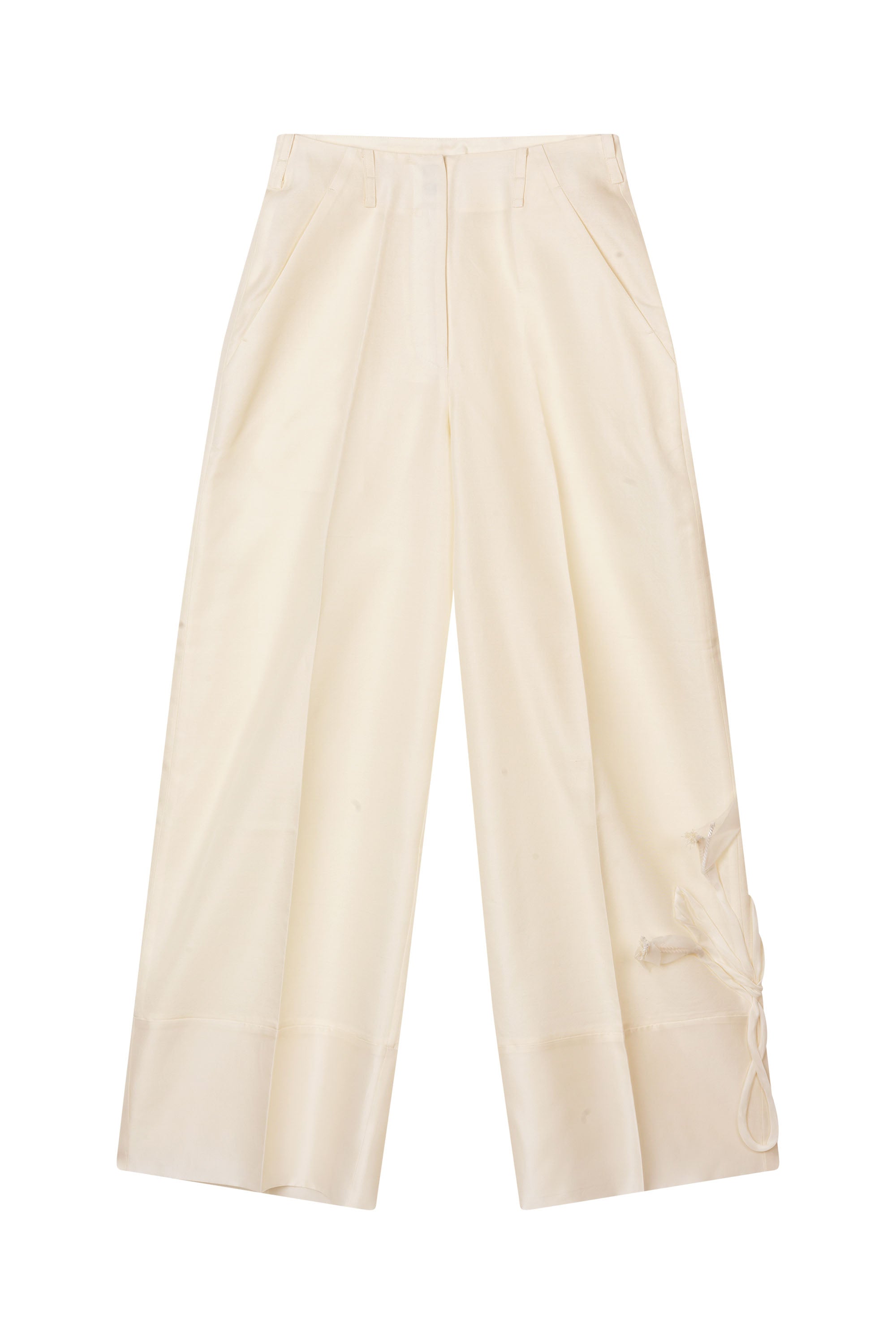 Mark Kenly Domino Tan Pasa-atelier Cropped Silk Wool Twill Pants IVORY