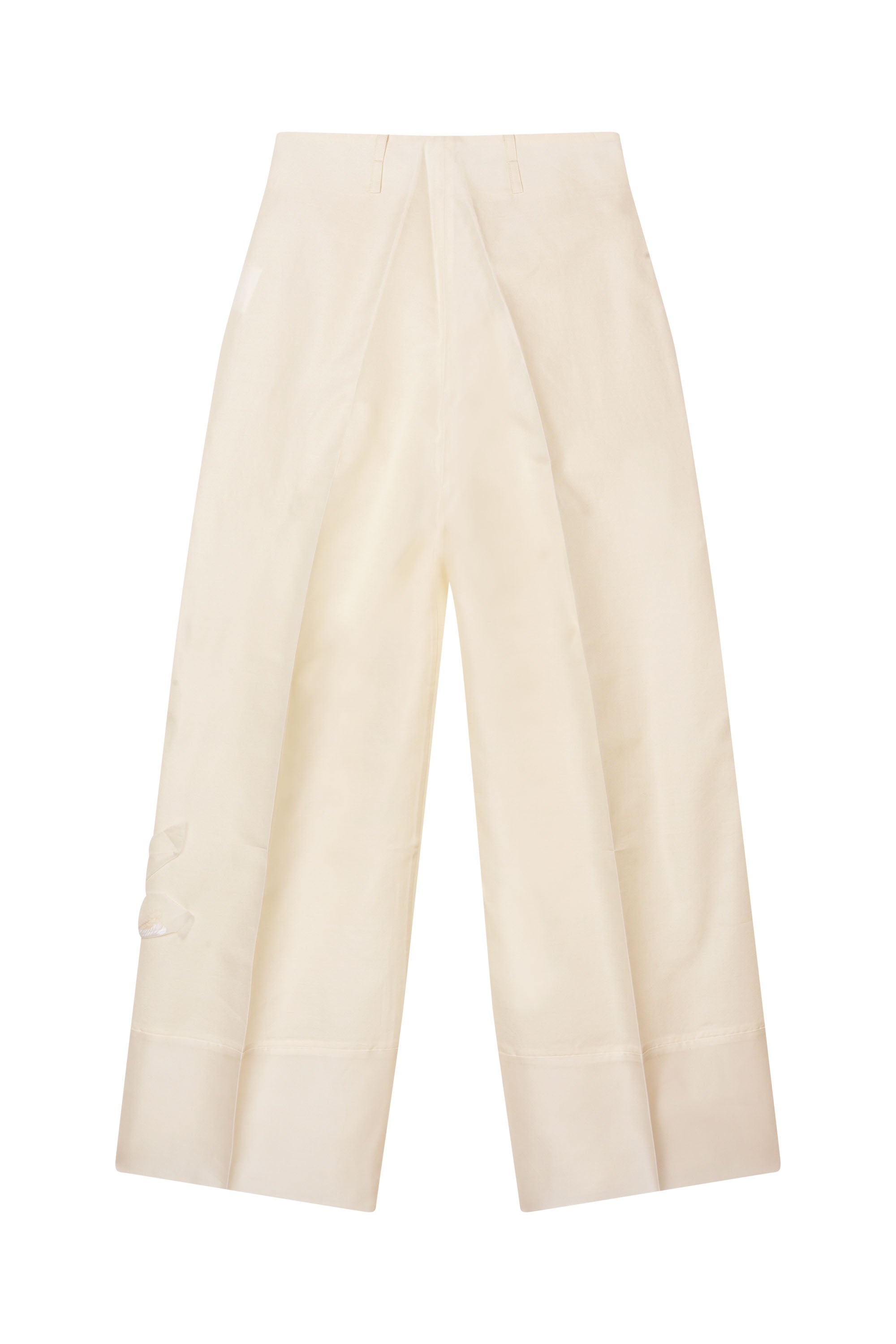 Mark Kenly Domino Tan Pasa-atelier Cropped Silk Wool Twill Pants IVORY