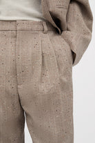 MKDT Studio Phil Speckled Thin Wool Pants Brown Melange