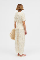 Mark Kenly Domino Tan Pyo-atelier Fringy Jacquard Pants Creme