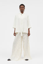 Mark Kenly Domino Tan Siva Crepe Georgette Blouses IVORY