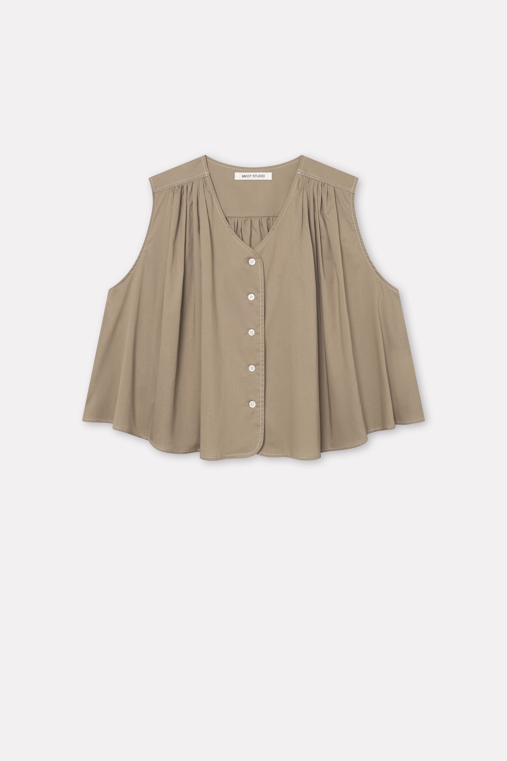 Mark Kenly Domino Tan Tahira Sheer Cotton Blouses KHAKI