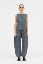 Mark Kenly Domino Tan Tura Soft Denim Vest NAVY